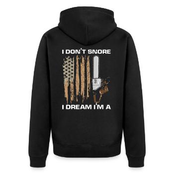 Drapeau des États-Unis à la tronçonneuse disant - Veste à capuche bio Premium Unisexe - noir - Dos - Nico (187cm)