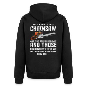 Chainsaw forest worker gift - Unisex Premium Organic Zip Hoodie - black - Back - Nico (187cm)