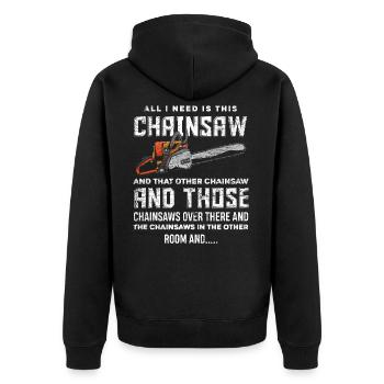Chainsaws Collectible Gift - Unisex Premium Organic Zip Hoodie - black - Back - Nico (187cm)