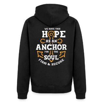 Hoffnung Bibel - Unisex Premium Bio Zip Hoodie - Schwarz - Hinten - Nico (187cm)