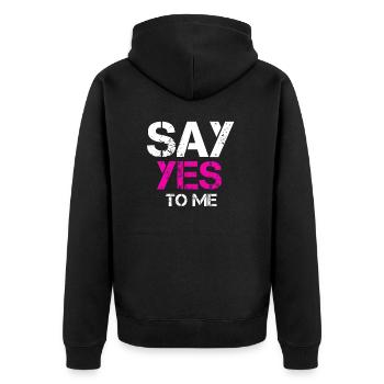Say Yes to me Baby Say Yes Make a wedding proposal - Unisex Premium Organic Zip Hoodie - black - Back - Nico (187cm)