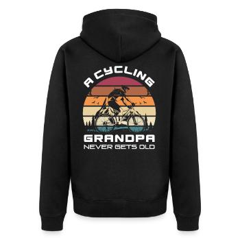 Bicycle grandpa retro nature mountains gift - Unisex Premium Organic Zip Hoodie - black - Back - Nico (187cm)