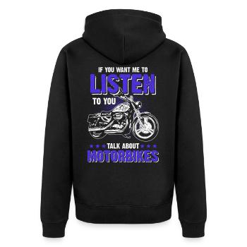 Motorbike Motorrad - Unisex Premium Bio Zip Hoodie - Schwarz - Hinten - Nico (187cm)