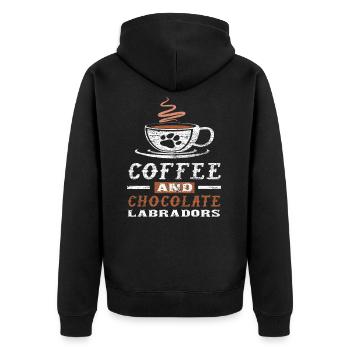 Labrador Braun Kaffee Hundelieber Geschenk - Unisex Premium Bio Zip Hoodie - Schwarz - Hinten - Nico (187cm)