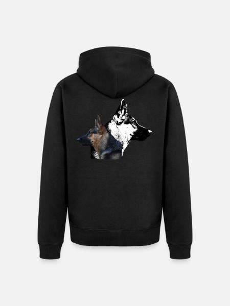Duitse herder hond hoofd honden walker hond - Uniseks Premium bio ziphoodie - zwart