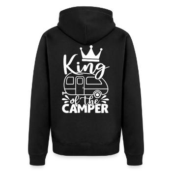 King Of The Camper Funny Quote Camping Saying - Unisex Premium Organic Zip Hoodie - black - Back - Nico (187cm)