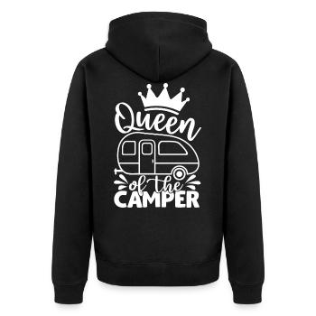 Queen Of The Camper Funny Quote Camping Saying - Unisex Premium Organic Zip Hoodie - black - Back - Nico (187cm)