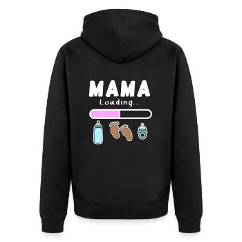 werdende Mutter - Mama wird geladen - Unisex Premium Bio Zip Hoodie - Schwarz - Hinten - Nico (187cm)