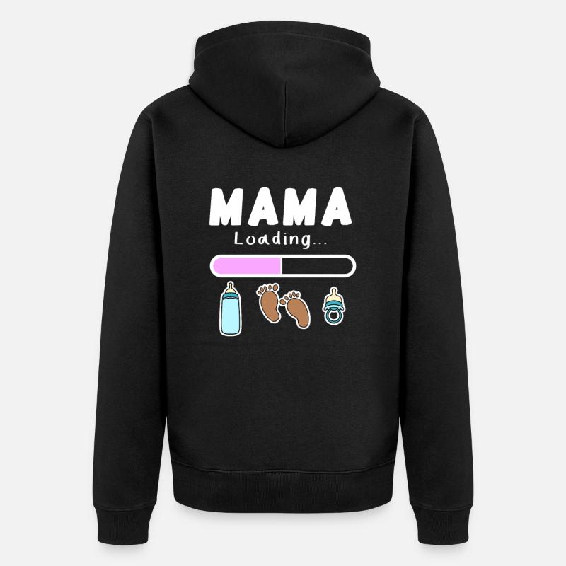 werdende Mutter - Mama wird geladen - Unisex Premium Bio Zip Hoodie - Schwarz