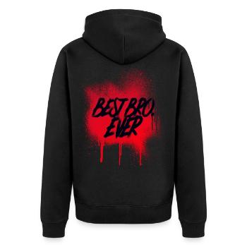 Best Bro Ever Bester Bruder Geschenk Familie - Unisex Premium Bio Zip Hoodie - Schwarz - Hinten - Nico (187cm)