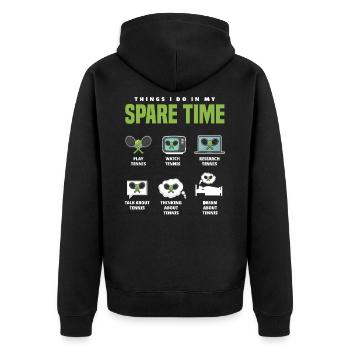 Tennis Lustige Tennis Geschenke - Unisex Premium Bio Zip Hoodie - Schwarz - Hinten - Nico (187cm)