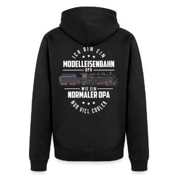 Zug - Unisex Premium Bio Zip Hoodie - Schwarz - Hinten - Nico (187cm)