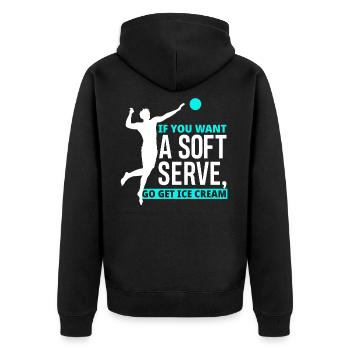Volleyball Leidenschaft Geschenkidee - Unisex Premium Bio Zip Hoodie - Schwarz - Hinten - Nico (187cm)