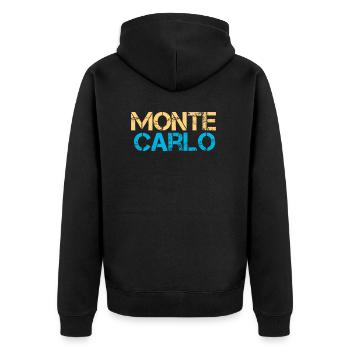 Monte Carlo - Unisex Premium Organic Zip Hoodie - black - Back - Nico (187cm)
