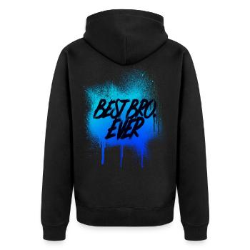 Best Bro Ever Bester Bruder Geschenk Familie - Unisex Premium Bio Zip Hoodie - Schwarz - Hinten - Nico (187cm)