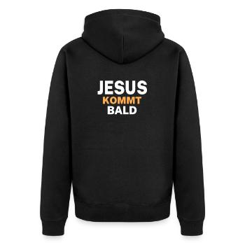 Jesus is coming soon - Unisex Premium Organic Zip Hoodie - black - Back - Nico (187cm)