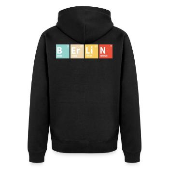 Berlin Periodensystem Bunt - Unisex Premium Bio Zip Hoodie - Schwarz - Hinten - Nico (187cm)