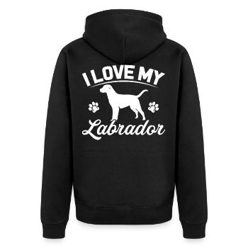 I LOVE MY LABRADOR - Unisex Premium Organic Zip Hoodie - black - Back - Nico (187cm)