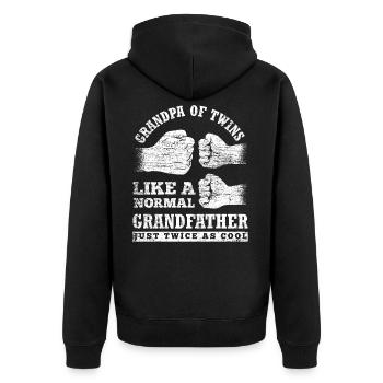 Zwillings Opa - Unisex Premium Bio Zip Hoodie - Schwarz - Hinten - Nico (187cm)