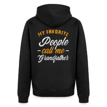 Stolzer Opa - Unisex Premium Bio Zip Hoodie - Schwarz - Hinten - Nico (187cm)