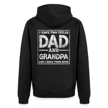 Opa Papa Geschenk - Unisex Premium Bio Zip Hoodie - Schwarz - Hinten - Nico (187cm)
