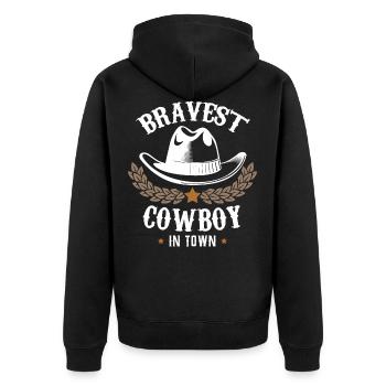 Cowboy Cowboys Rodeo Cowboys Geschenk Spaß Ideen C - Unisex Premium Bio Zip Hoodie - Schwarz - Hinten - Nico (187cm)