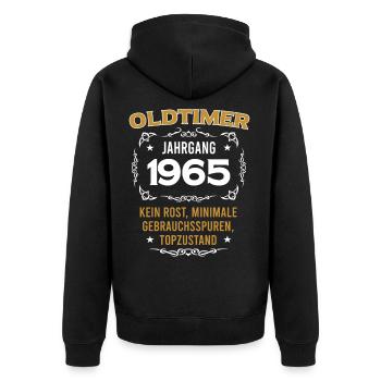 Geburtstag, Original Old Timer, Baujahr 1965 - Unisex Premium Bio Zip Hoodie - Schwarz - Hinten - Nico (187cm)