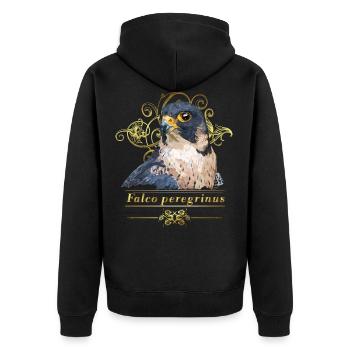 Wanderfalke - Unisex Premium Bio Zip Hoodie - Schwarz - Hinten - Nico (187cm)