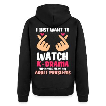 K-Drama Kdrama Kpop Koreanovela Korea - Unisex Premium Organic Zip Hoodie - black - Back - Nico (187cm)