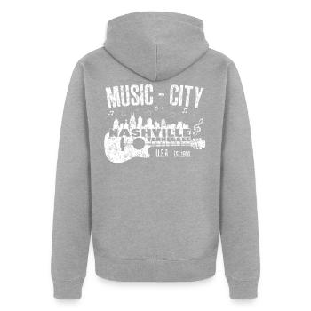 Nashville Tennessee Music City Guitar Silhouette - Unisex Premium Bio Zip Hoodie - Grau meliert - Hinten - Nico (187cm)