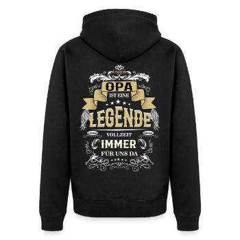 Grandpa Legend Beautiful Gift Idea - Unisex Premium Organic Zip Hoodie - black - Back - Nico (187cm)