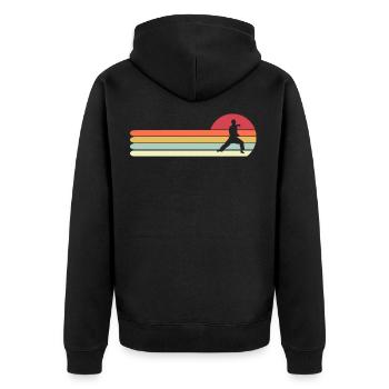 Retro Vintage Stil Karate Geschenk für Papa - Unisex Premium Bio Zip Hoodie - Schwarz - Hinten - Nico (187cm)