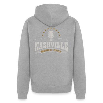 Nashville Music City Tennessee Guitare ÉTATS-UNIS Amérique - Veste à capuche bio Premium Unisexe - gris chiné - Dos - Nico (187cm)