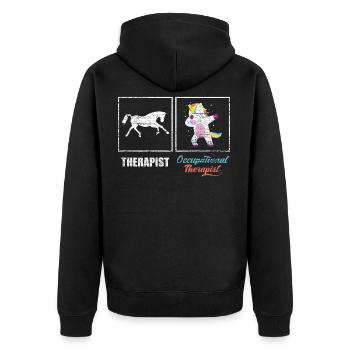 Stolzer Ergotherapeut - Unisex Premium Bio Zip Hoodie - Schwarz - Hinten - Nico (187cm)