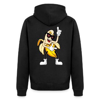 Tanzende Banane - Unisex Premium Bio Zip Hoodie - Schwarz - Hinten - Nico (187cm)