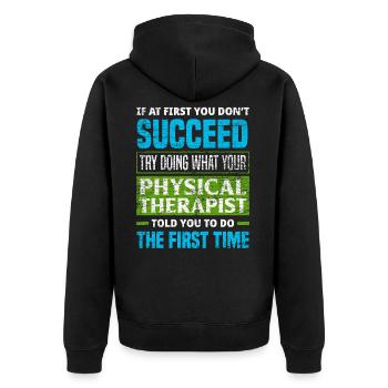 Lustige Physiotherapeut Sprüche - Unisex Premium Bio Zip Hoodie - Schwarz - Hinten - Nico (187cm)