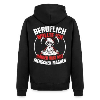 Sensenmann Comedy Lustiges Geschenk Männer Biker - Unisex Premium Bio Zip Hoodie - Schwarz - Hinten - Nico (187cm)