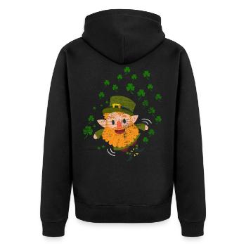 St. Patrick's Day Goblin - Unisex Premium Organic Zip Hoodie - black - Back - Nico (187cm)