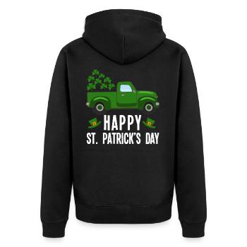 St. Patrick's Day - Unisex Premium Bio Zip Hoodie - Schwarz - Hinten - Nico (187cm)