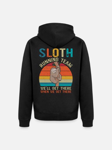 Funny Sloth Running Team - Unisex Premium Organic Zip Hoodie - black