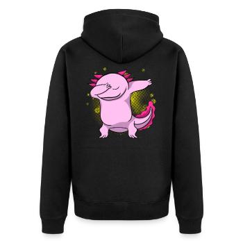 Dabbing Axolotl - Unisex Premium Organic Zip Hoodie - black - Back - Nico (187cm)