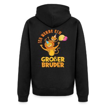 Bald Großer Bruder Geburt Geschenk Junge - Unisex Premium Bio Zip Hoodie - Schwarz - Hinten - Nico (187cm)