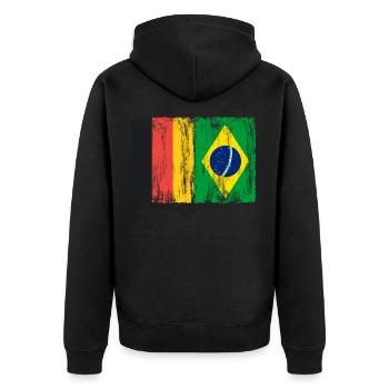 Germany and Brasil Flags - Unisex Premium Organic Zip Hoodie - black - Back - Nico (187cm)