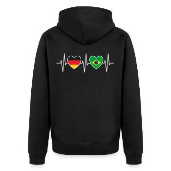 Heartbeat Germany and Brasil - Unisex Premium Organic Zip Hoodie - black - Back - Nico (187cm)