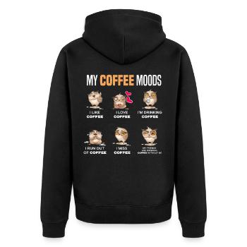 Eulen Kaffee Liebhaber Geschenk - Unisex Premium Bio Zip Hoodie - Schwarz - Hinten - Nico (187cm)