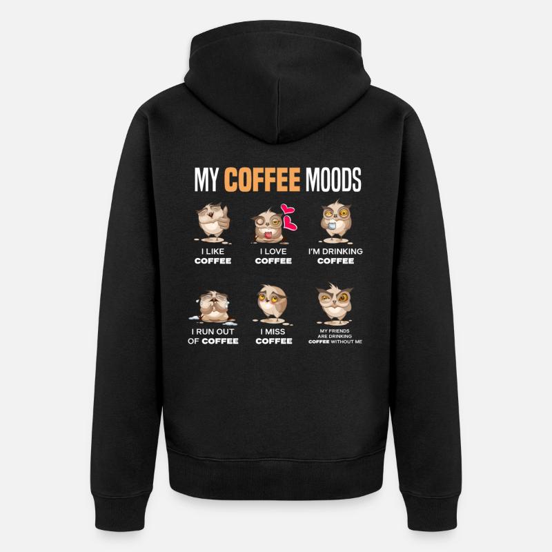 Hiboux café cadeau amant - Veste à capuche bio Premium Unisexe - noir