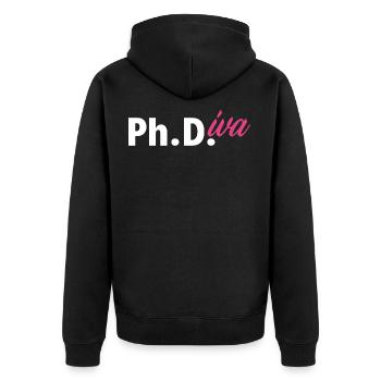 Doktorand Doktortitel Frau Mädchen - Unisex Premium Bio Zip Hoodie - Schwarz - Hinten - Nico (187cm)