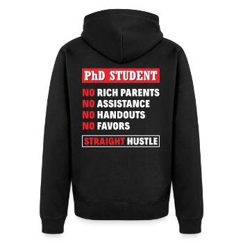 Étudiant doctorant - Veste à capuche bio Premium Unisexe - noir - Dos - Nico (187cm)
