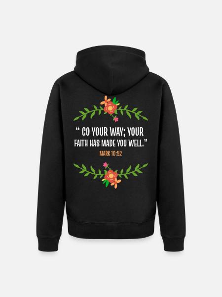Bible verse Mark 10 52 - Unisex Premium Organic Zip Hoodie - black