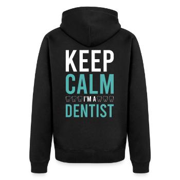 keep calm dentiste - Veste à capuche bio Premium Unisexe - noir - Dos - Nico (187cm)